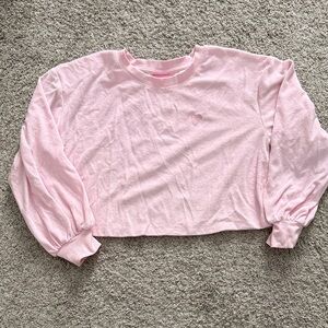 StoneyClover by target Pink Cropped Long Sleeve Sweatshirt with Heart Detail